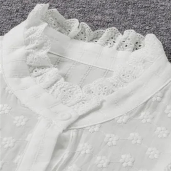 ♥️New stand collar ruffles textured shirt - Picture 11 of 16